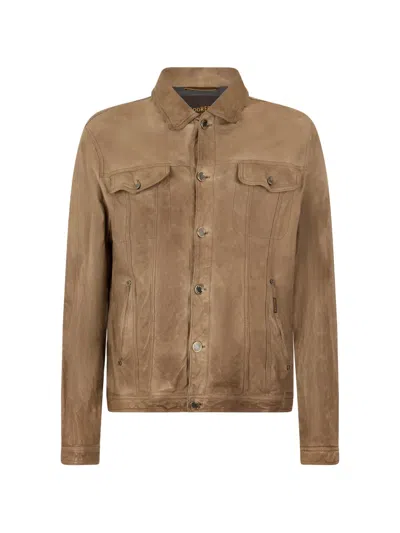 Moorer Pocket Leather Jacket In Neutral