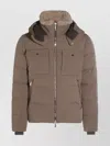 Moorer Pockets Hooded Quilted Ribbed Cuffs In Brown