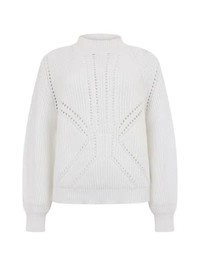 Moorer Pointelle-knit High-neck Sweater In White
