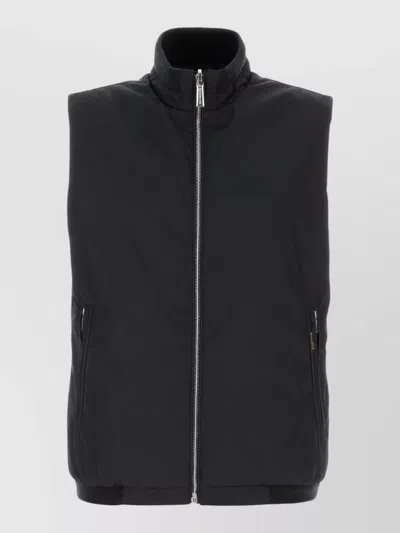 Moorer Polyester Fioresi Reversible Sleeveless Jacket In Black