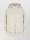 Moorer Polyester Jacket With Hood And Front Pockets In Neutral