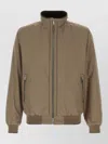 Moorer Polyester Manetti Jacket High Collar Design In Brown