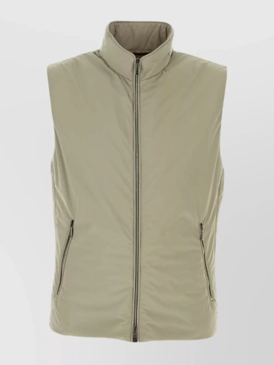 Moorer Polyester Senio Sleeveless Jacket With High Collar And Zippered Side Pockets In Gold
