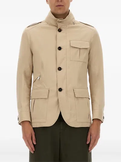 Moorer Port-sac Military-style Button-up Jacket In Neutral
