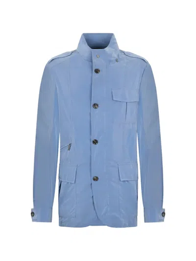 Moorer Porto Buttoned Jacket In Blue