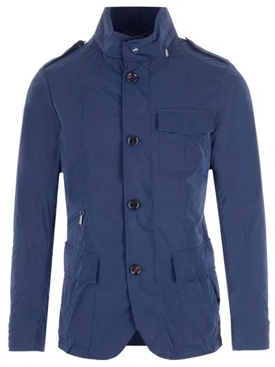 Moorer Porto Buttoned Jacket In Blue