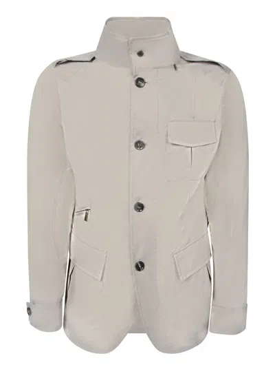 Moorer Porto Nyl Taupe Three-quarter Coat In Beige