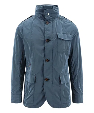 Moorer Lightweight Hooded Jacket In Blue