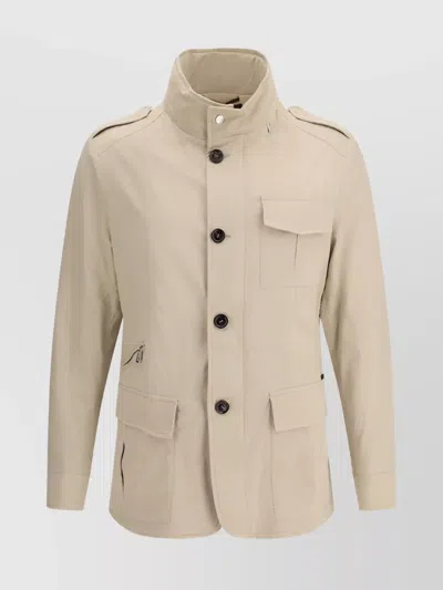 Moorer Porto-sac Functional Cotton Jacket In Neutral