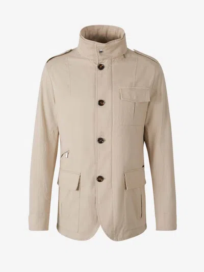 Moorer Porto Saharan Jacket In Sand
