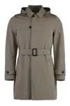 Moorer Waterproof Fabric Trench Coat In Gray