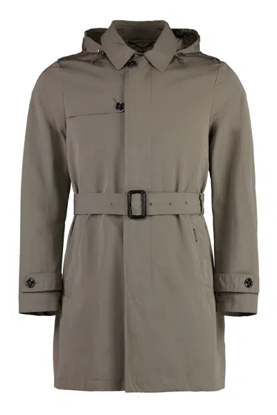 Moorer Prez Cotton Trench Coat In Brown
