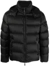 Moorer Hooded Quilted Down Jackets With Side Pockets In Black