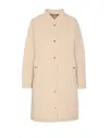 Moorer High Collar Quilted Long Length Jacket In Beige