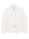 Moorer Quilted Belted Jacket In White