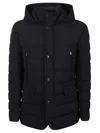 Moorer Quilted Casual Jacket With Goose Down And Flannel Details In Black