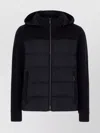 Moorer Quilted Coat Hood Ribbed Cuffs Side Pockets In Blue