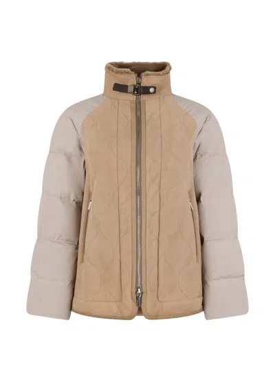 Moorer Quilted Collar Jacket In Neutral