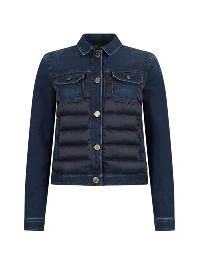 Moorer Quilted Denim Jacket In Blue