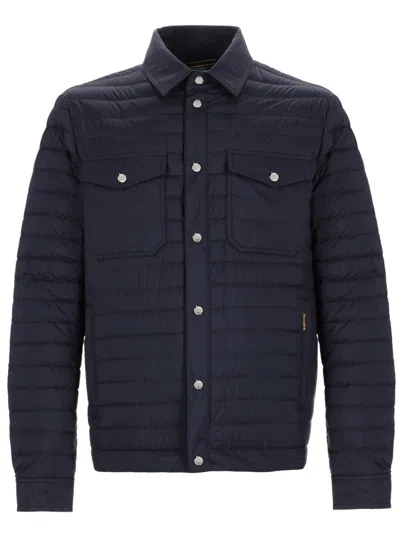 Moorer Quilted Design Horizontal Stitching Jacket In Blue