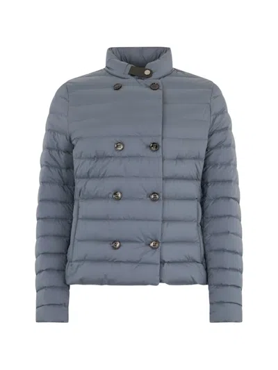 Moorer Quilted Double-breasted Jacket In Blue