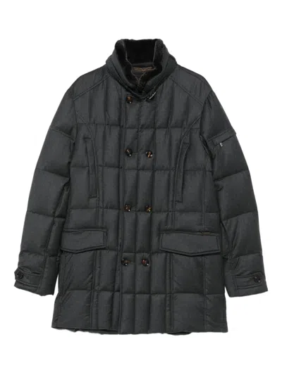 Moorer Quilted Double-breasted Jacket In Gray