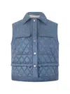 Moorer Quilted Drawstring Gilet In Blue