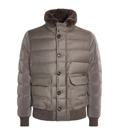 Moorer Quilted Fantoni Bomber Jacket In Brown