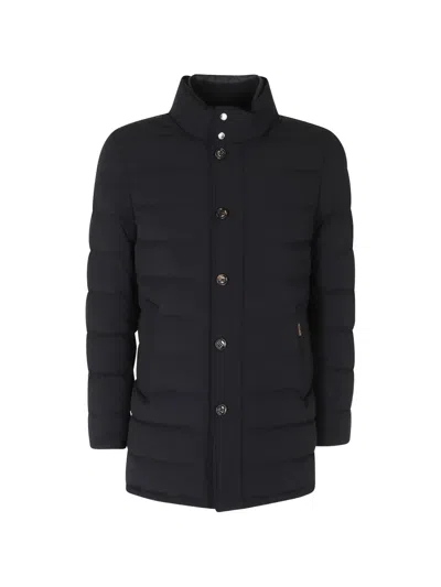 Moorer Quilted High-neck Coat In Black