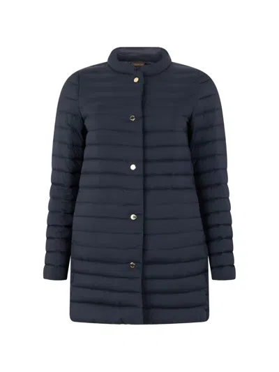 Moorer Quilted High-neck Jacket In Blue