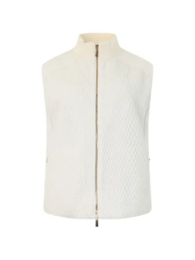Moorer Quilted High-neck Vest In Neutrals