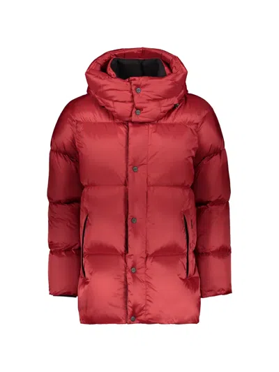 Moorer Quilted Hooded Coat In Red
