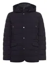 Moorer Long-sleeved Hooded Cotton Jacket In Blue