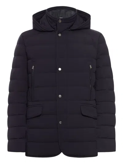 Moorer Quilted Hooded Down Jacket In Blue