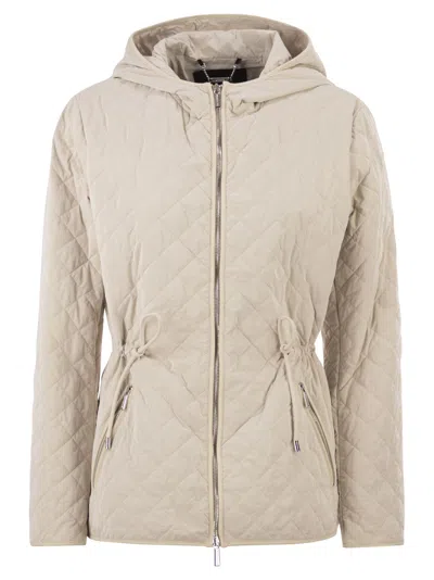 Moorer Quilted Hooded Jacket With Adjustable Waist In Metallic