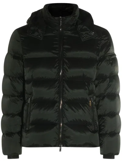 Moorer Quilted Hooded Jacket With Detachable Hood And Zippered Pockets In Animal Print