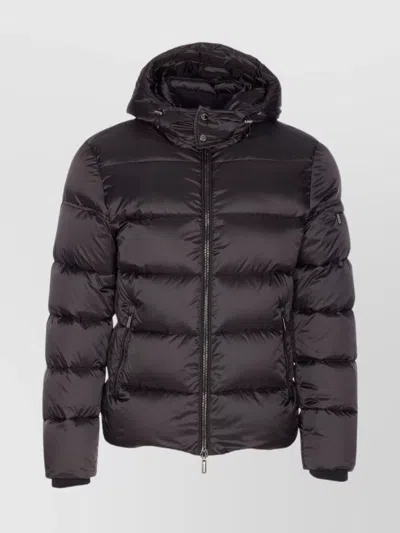 Moorer Quilted Hooded Jacket With Removable Hood In Black