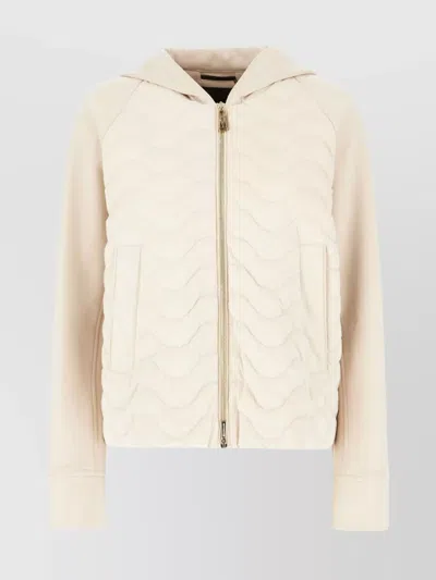Moorer Quilted Hooded Knit Cardigan In Neutral