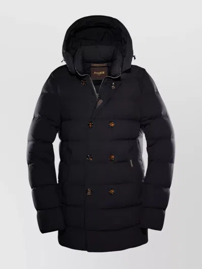MOORER QUILTED HOODED LONG JACKET BUTTON PADDED