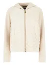 Moorer Quilted Hooded Knit Cardigan In Neutral