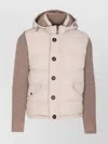 Moorer Quilted Jacket Hood Knitted Sleeves In Brown