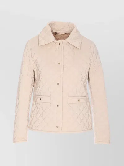 Moorer Quilted Jacket With Collared Neck And Pockets In Beige