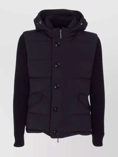 Moorer Quilted Knitted Long Sleeves Jacket In Blue