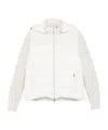 Moorer Quilted Hooded Jacket Side Pockets In White