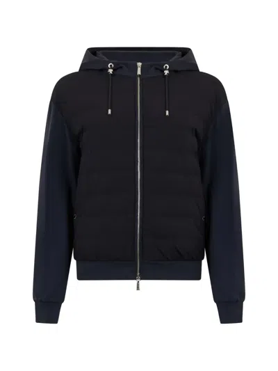 Moorer Quilted-panel Zip Jacket In Black