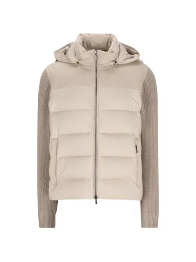 Moorer Long-sleeved Cotton-padded Jacket In Brown