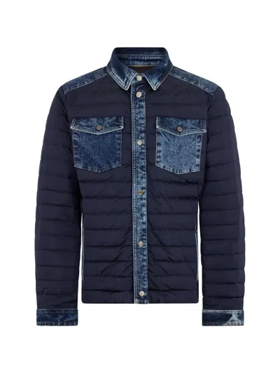 Moorer Quilted Panelled Jacket In Blue