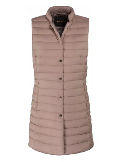 Moorer Quilted-pattern Gilet In Brown