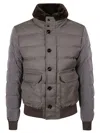 Moorer Quilted Puffer Jacket With Smooth Fabric Panels In Gray