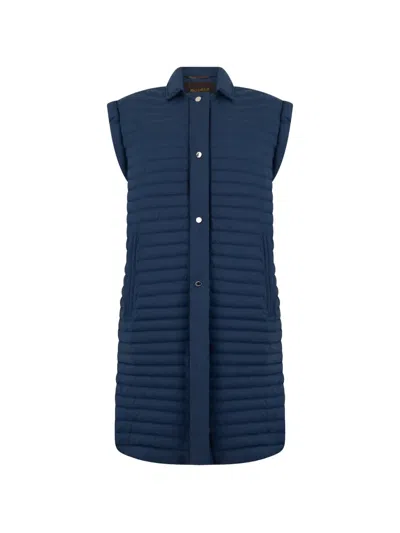 Moorer Quilted Sleeveless Jacket In Blue